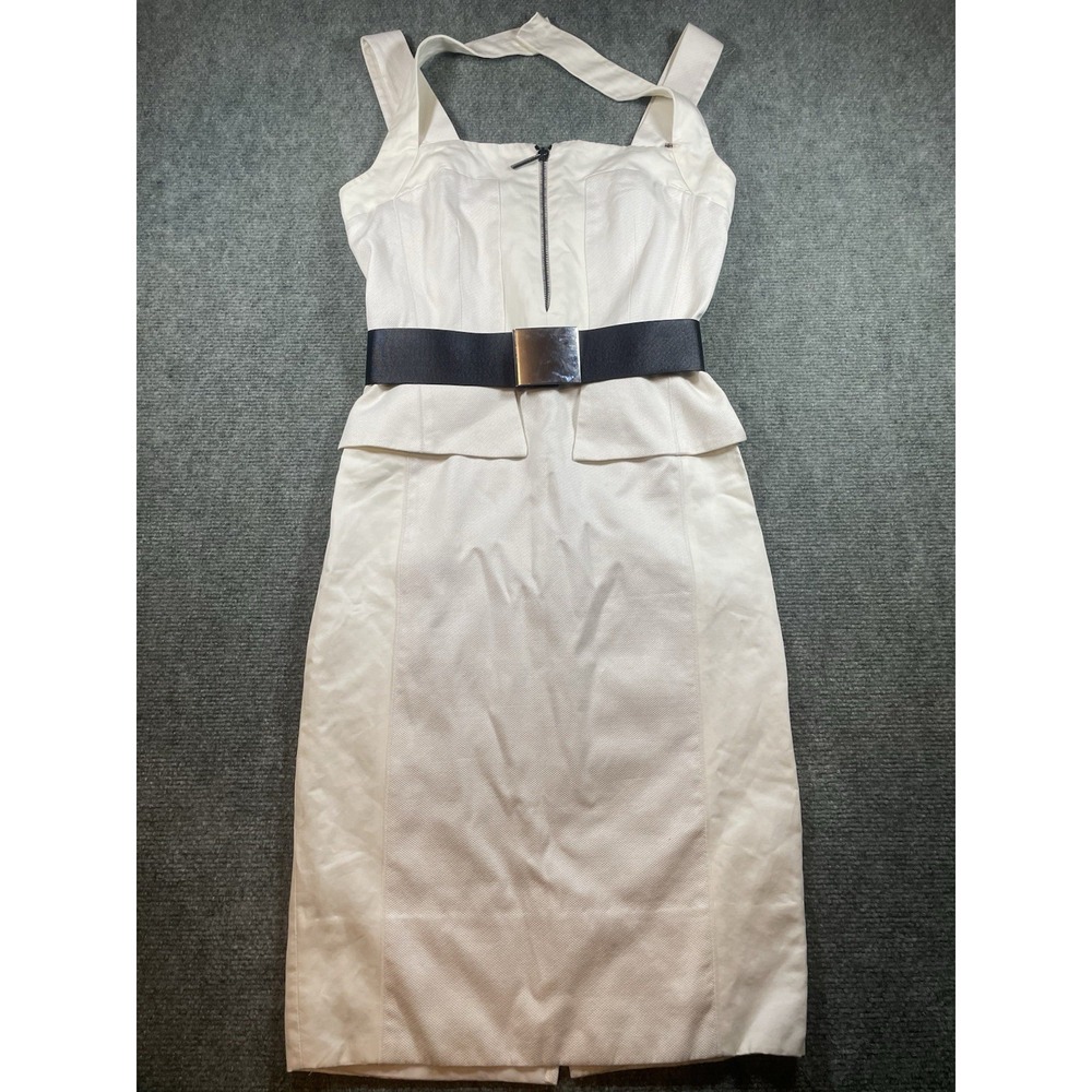 vintage Sportmax by Max Mara ivory cotton pique peplum sheath dress 2